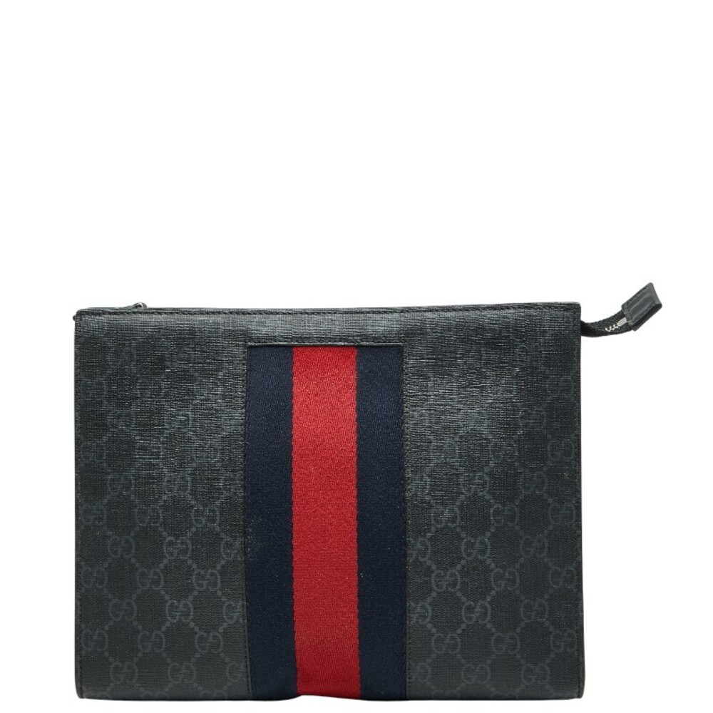 Gucci GG Supreme Sherry Clutch Bag Shoulder Black Multicolor Leather